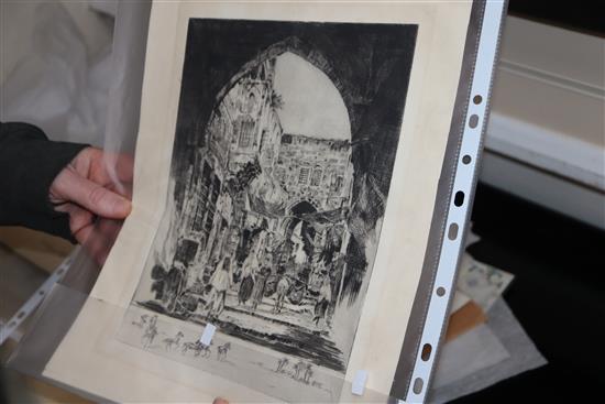 A group of assorted Middle Eastern artworks and prints, all unframed